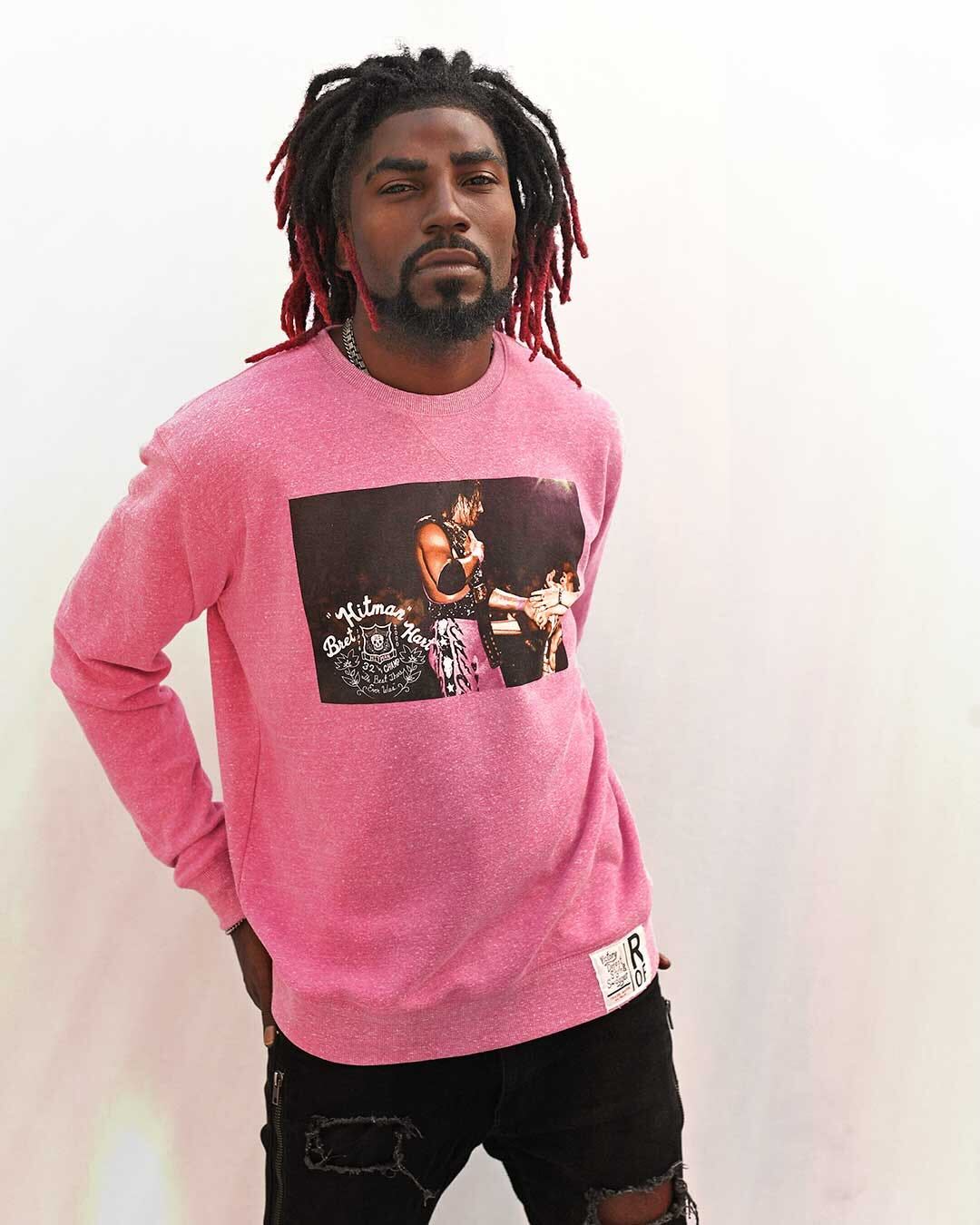 Bret Hart Retro Photo Pink Sweatshirt - Roots of Fight Canada
