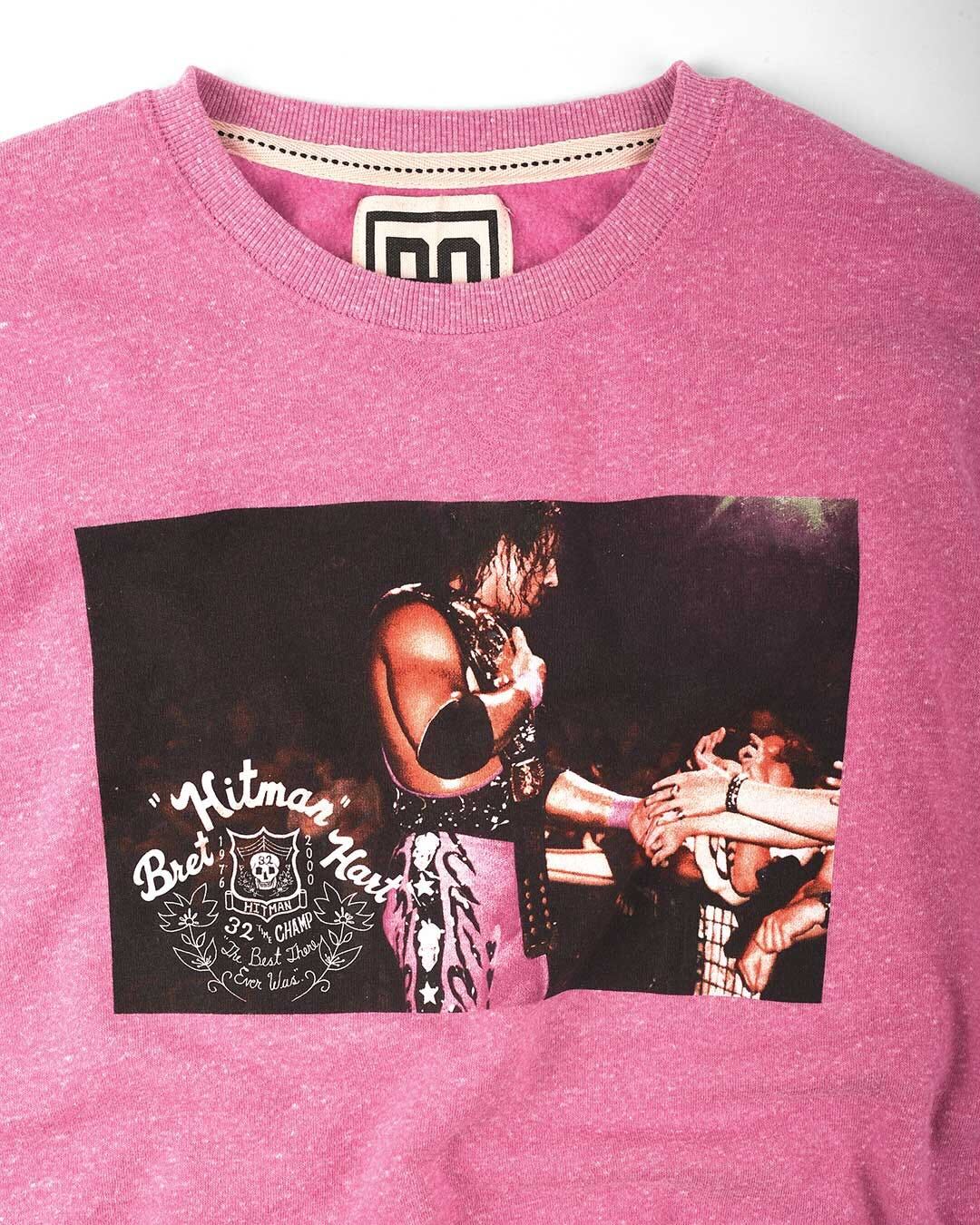 Bret Hart Retro Photo Pink Sweatshirt - Roots of Fight Canada
