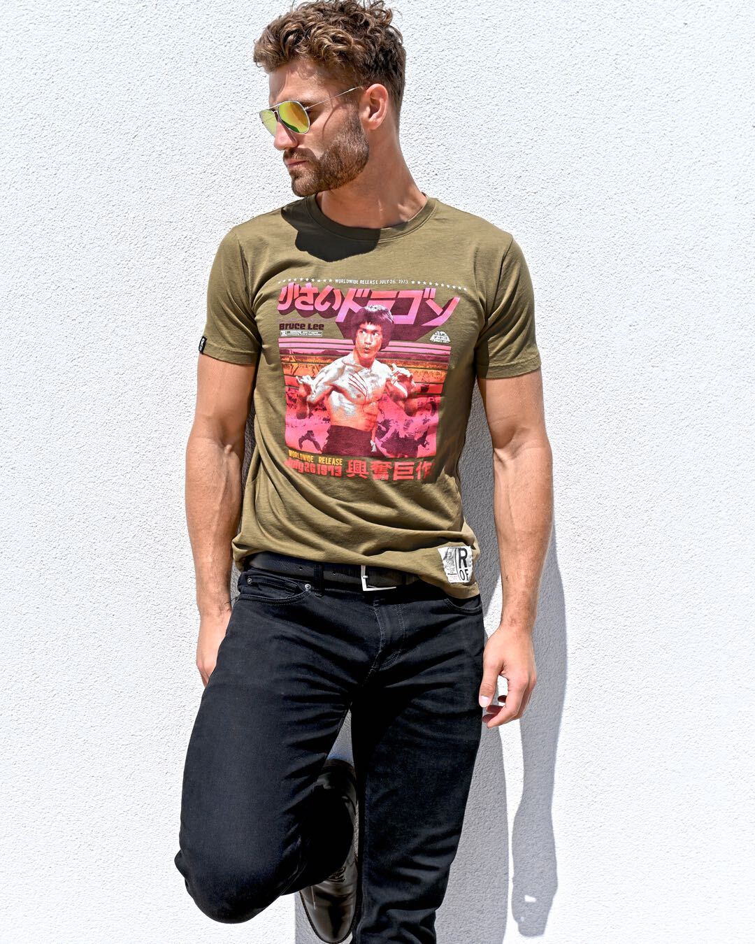 Bruce Lee Little Dragon Olive Tee - Roots of Fight Canada