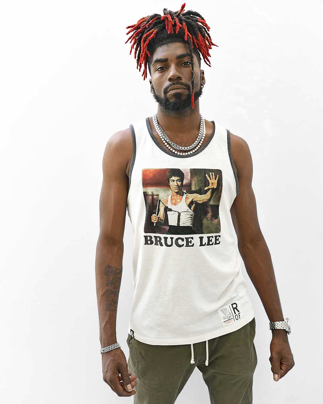 Bruce Lee Photo Vintage White Tank - Roots of Fight