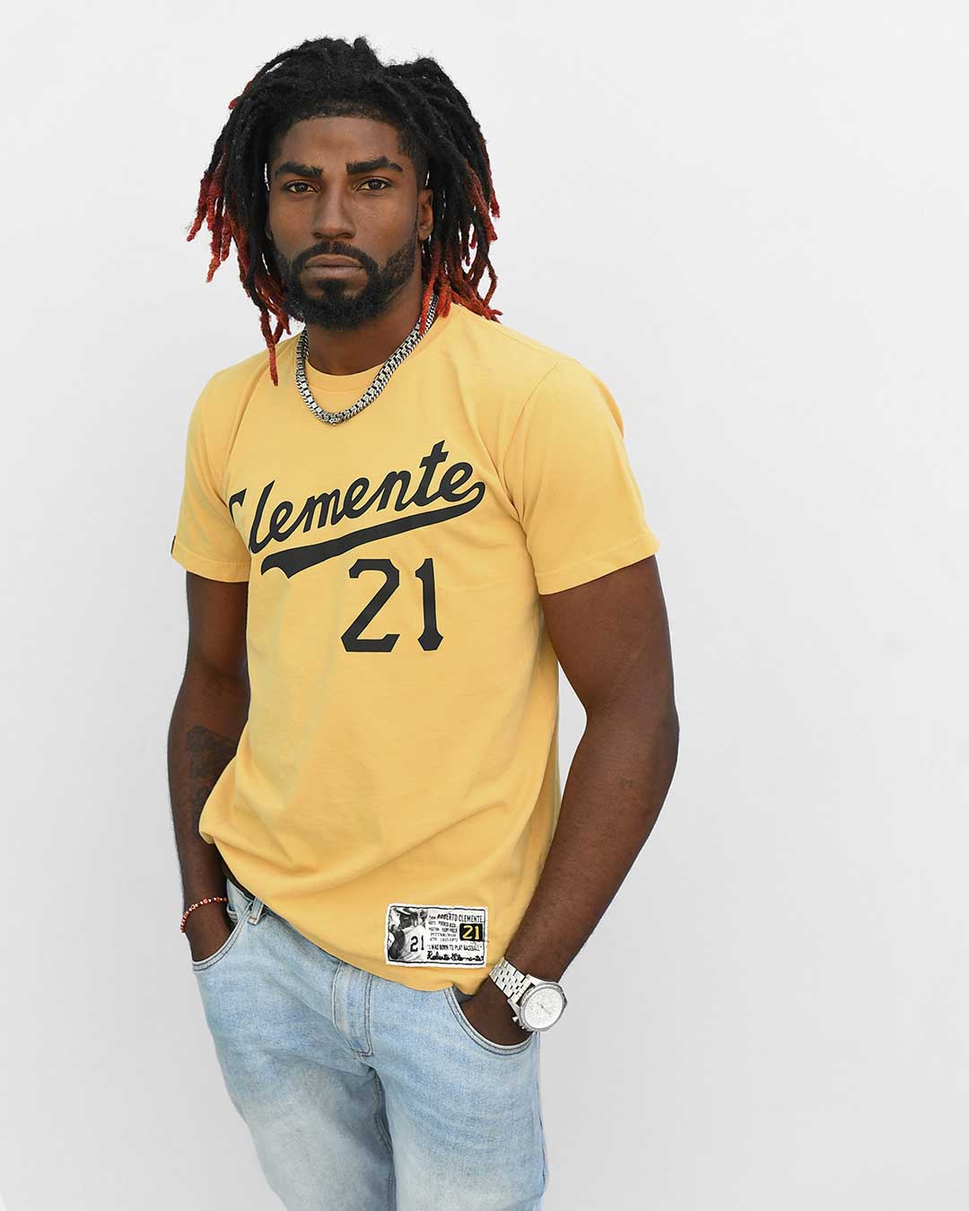 Clemente #21 Yellow Tee - Roots of Fight Canada