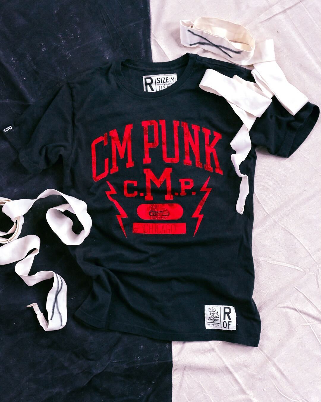 CM Punk Vintage Black Tee - Roots of Fight Canada