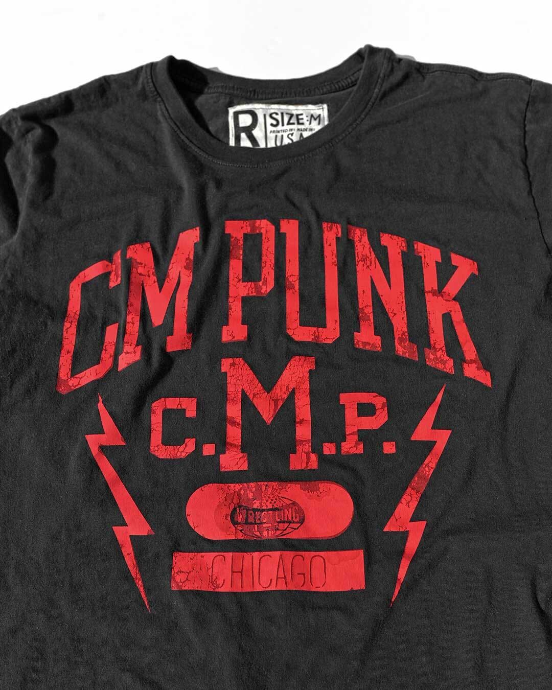 CM Punk Vintage Black Tee - Roots of Fight Canada
