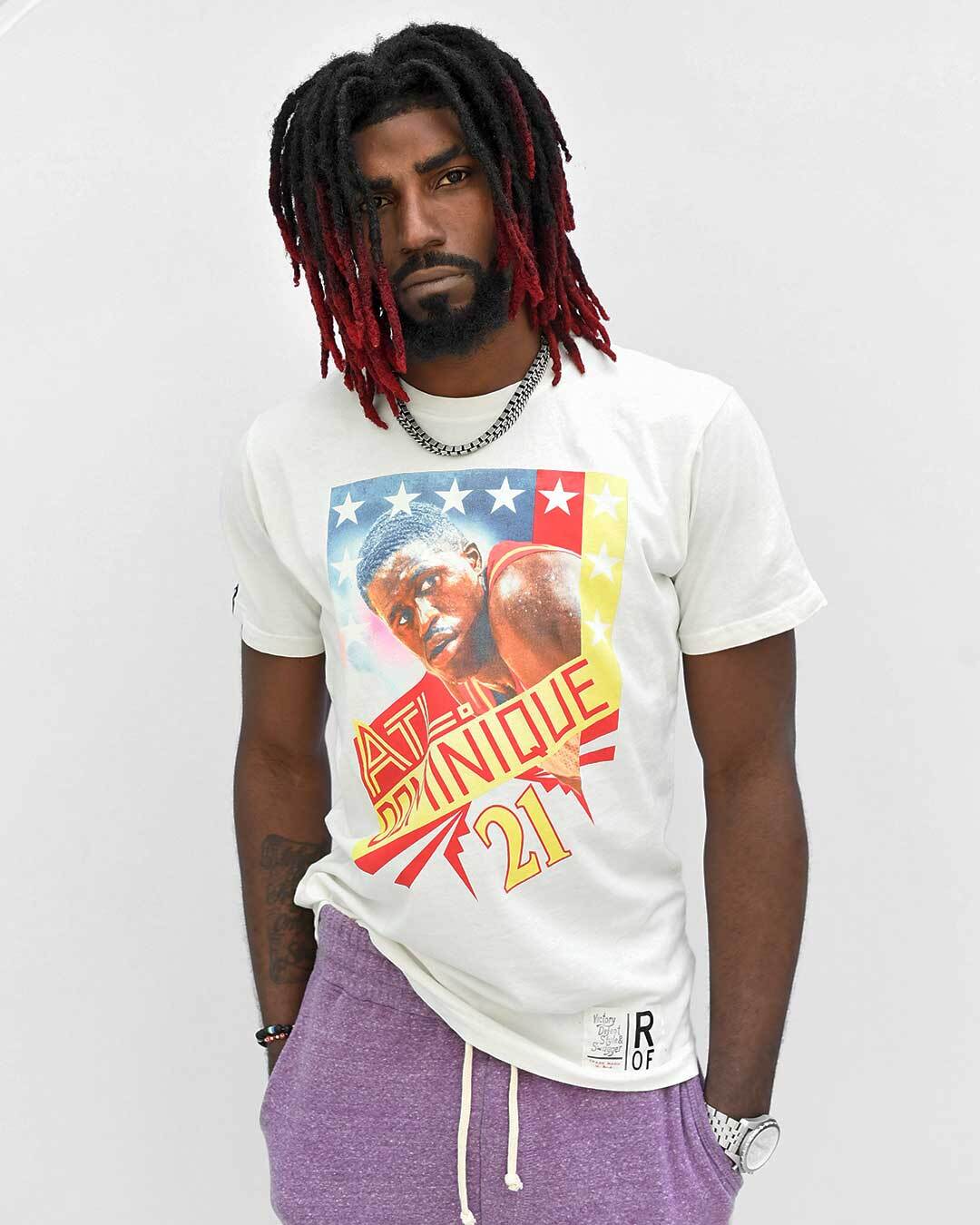 Dominique Wilkins Photo Vintage White Tee - Roots of Fight