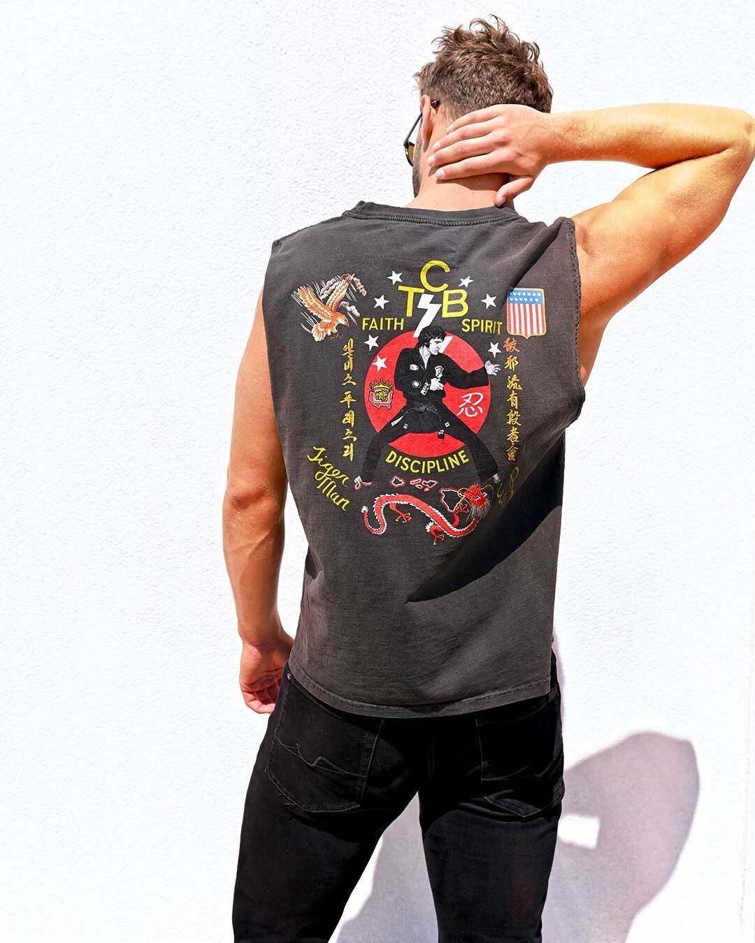Elvis TCB Black Muscle Tee - Roots of Fight Canada