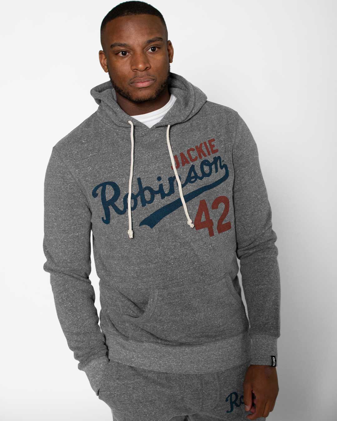 Jackie Robinson #42 Classic Grey PO Hoody - Roots of Fight Canada
