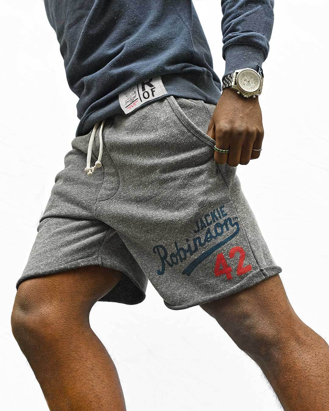 Jackie Robinson #42 Classic Grey Shorts - Roots of Fight Canada