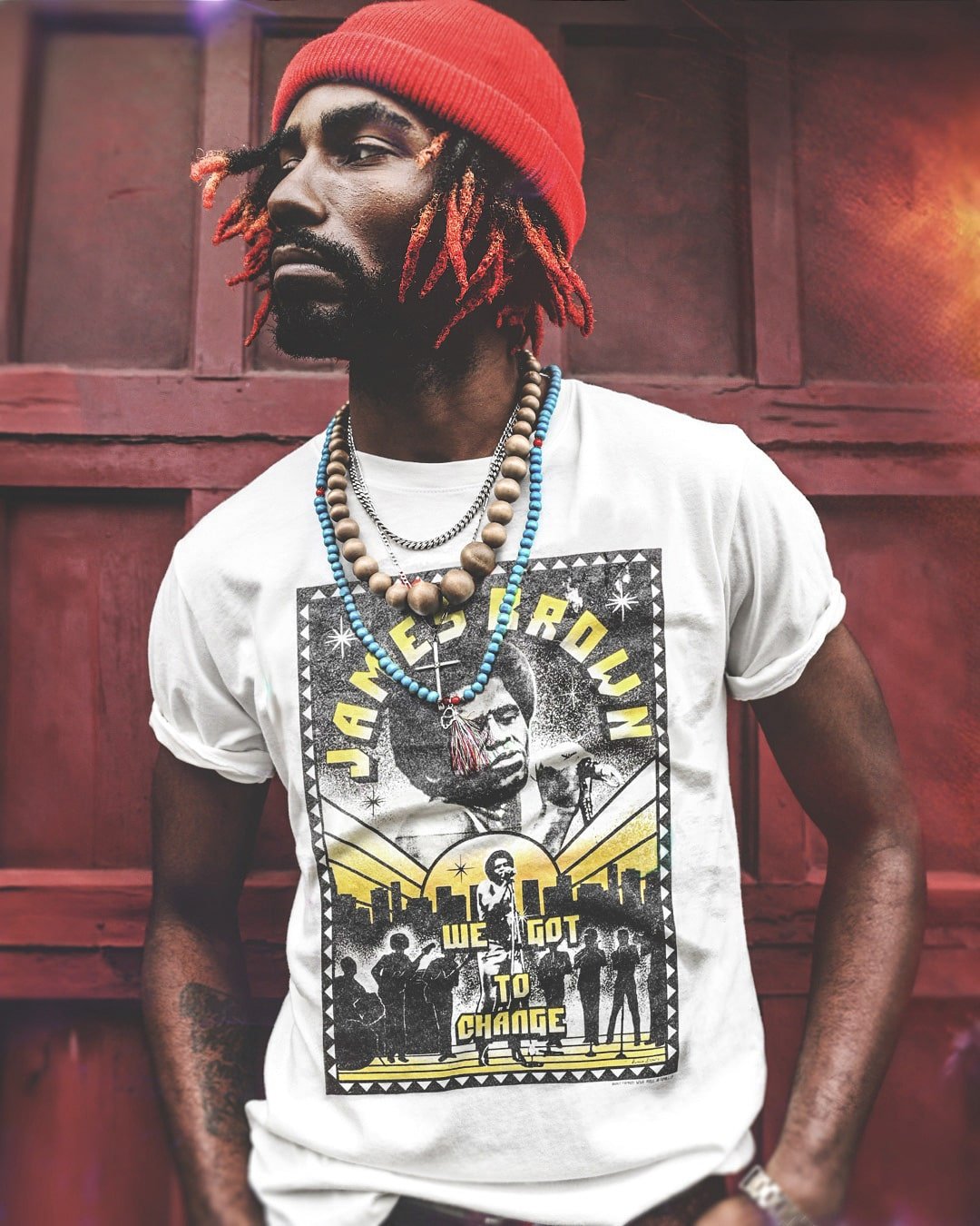James Brown 'We Got To Change' White Tee - Roots of Fight Canada
