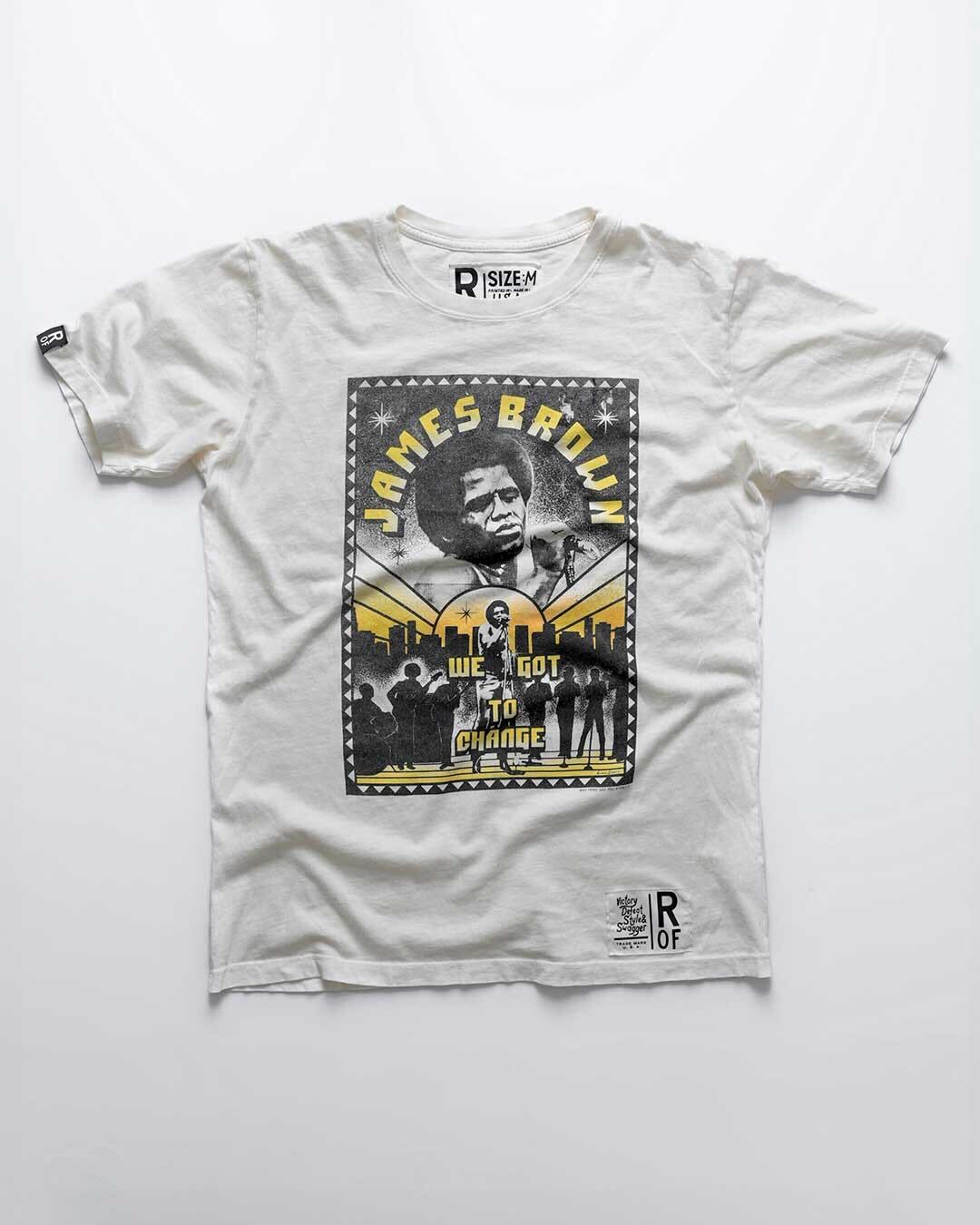 James Brown 'We Got To Change' White Tee - Roots of Fight Canada