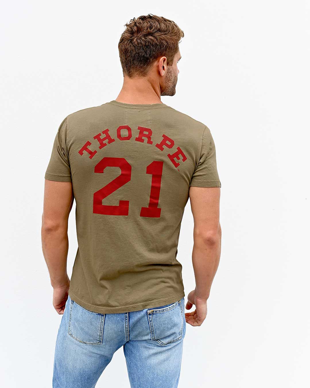 Jim Thorpe # 21 Olive Tee - Roots of Fight Canada