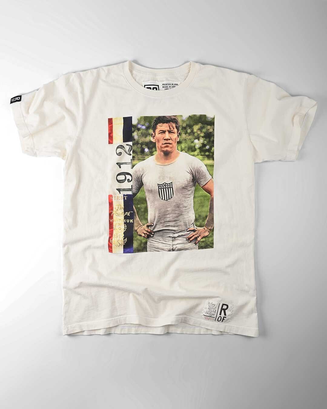 Jim Thorpe Stance Photo White Tee - Roots of Fight Canada