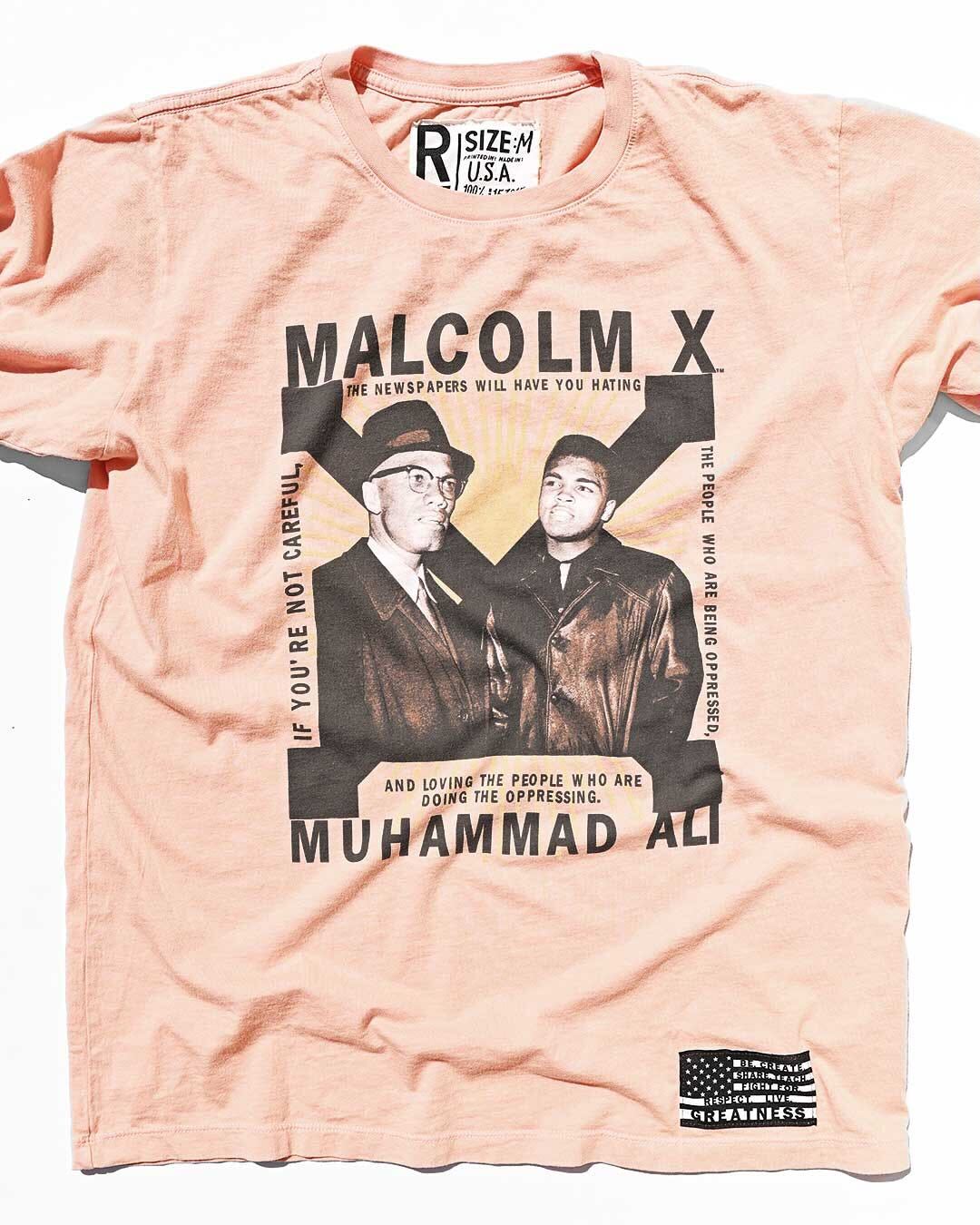 Malcolm X &amp; Ali Greatness Coral Tee - Roots of Fight Canada