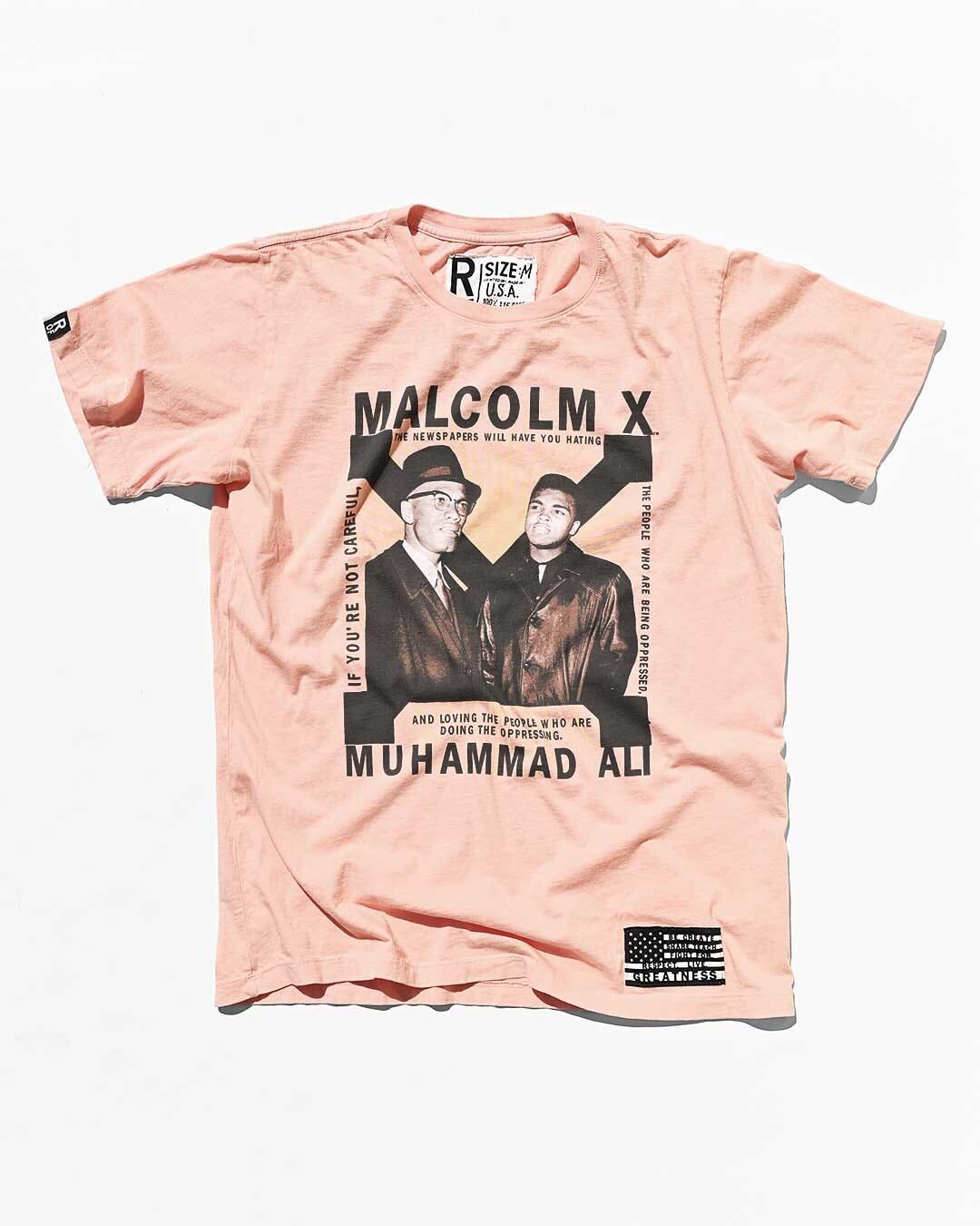 Malcolm X &amp; Ali Greatness Coral Tee - Roots of Fight Canada