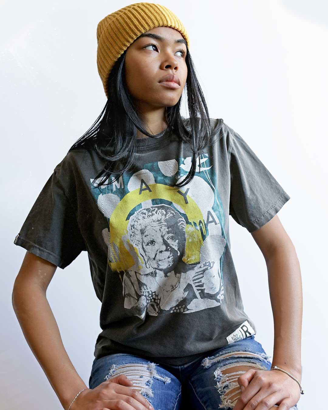 Maya Angelou Photo Black Women's Tee - Roots of Fight Canada