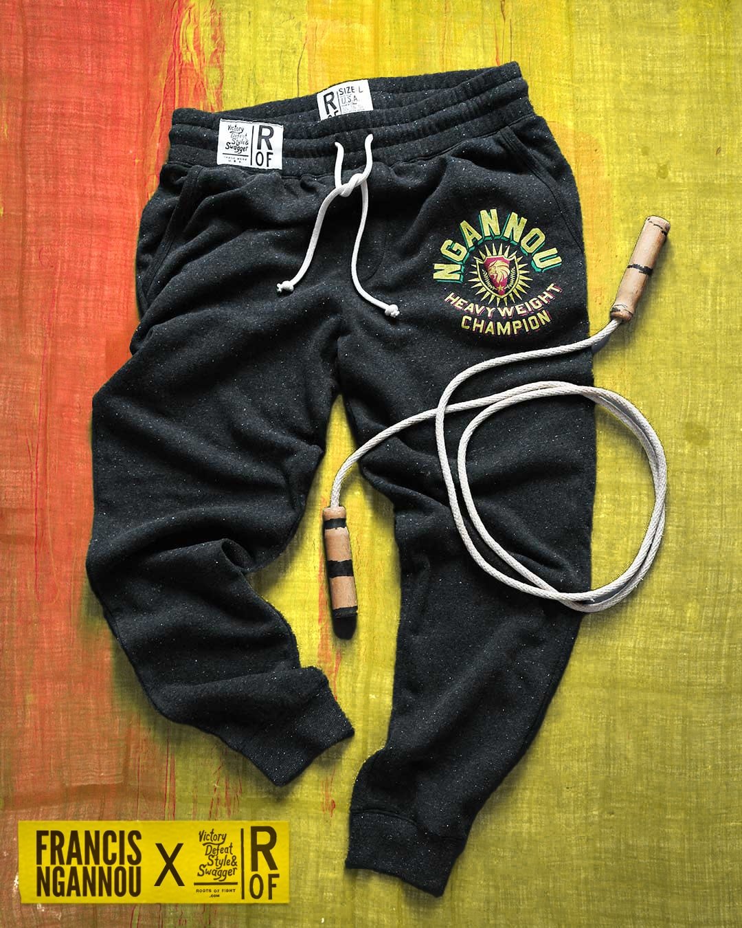 Ngannou HWC Black Sweatpants - Roots of Fight Canada