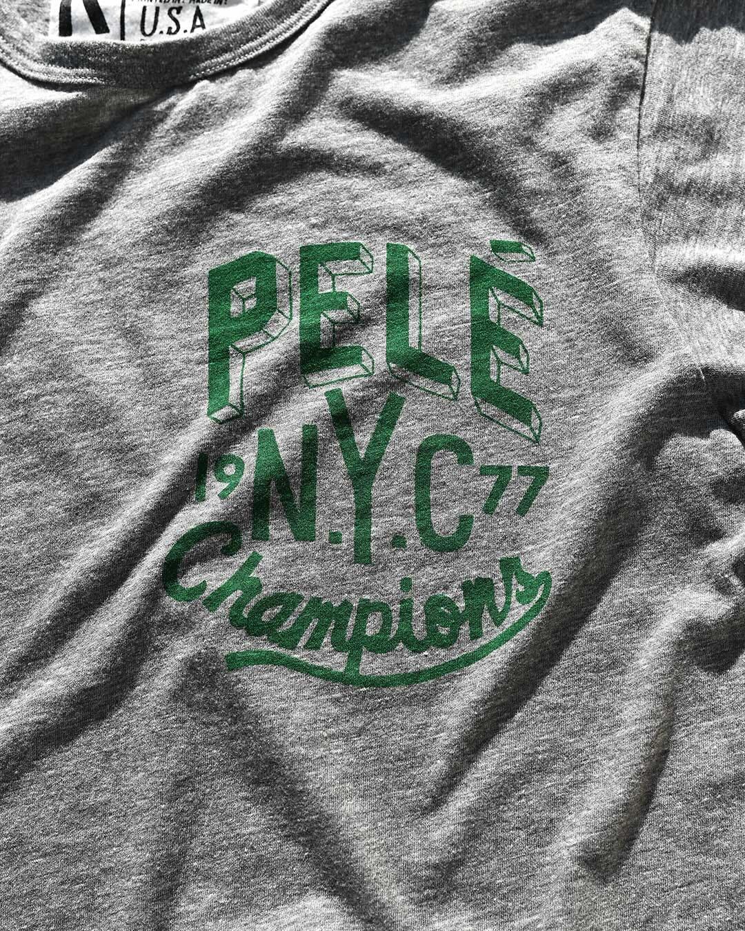 Pelé NYC Champ 1977 Grey Tee - Roots of Fight Canada