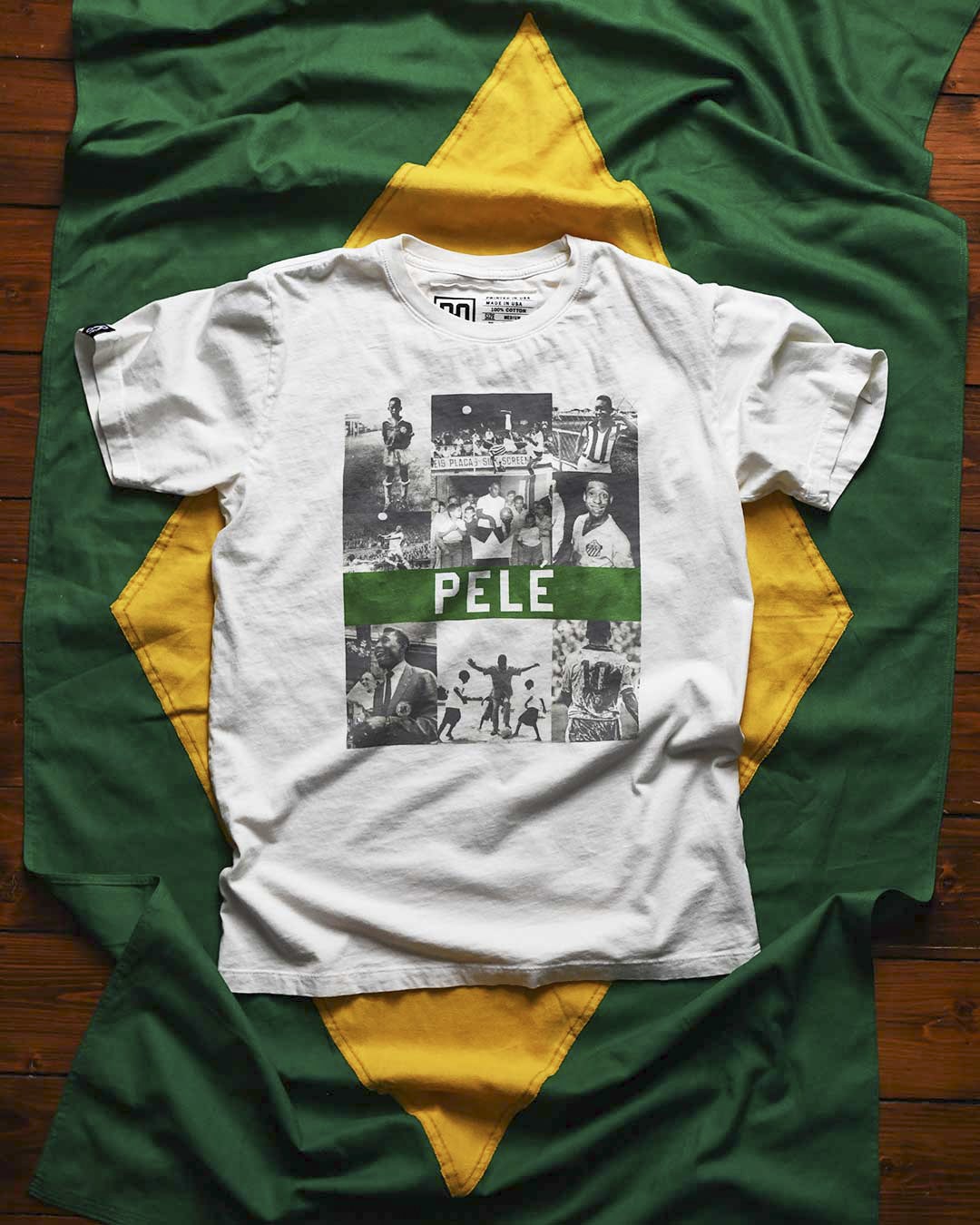 Pelé Tribute - White Photo Collage Tee - Roots of Fight