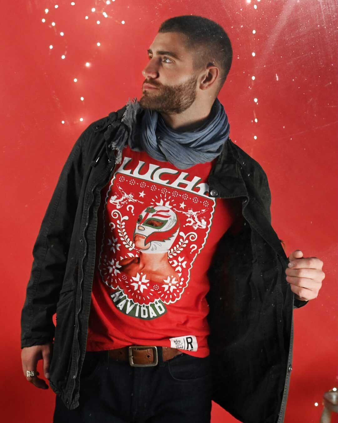 Rey Mysterio Navidad Red Tee - Roots of Fight Canada