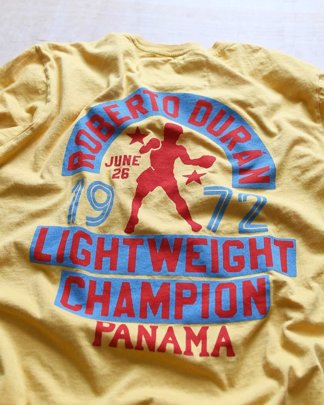 Roberto Duran 1972 Champ Yellow Tee - Roots of Fight Canada
