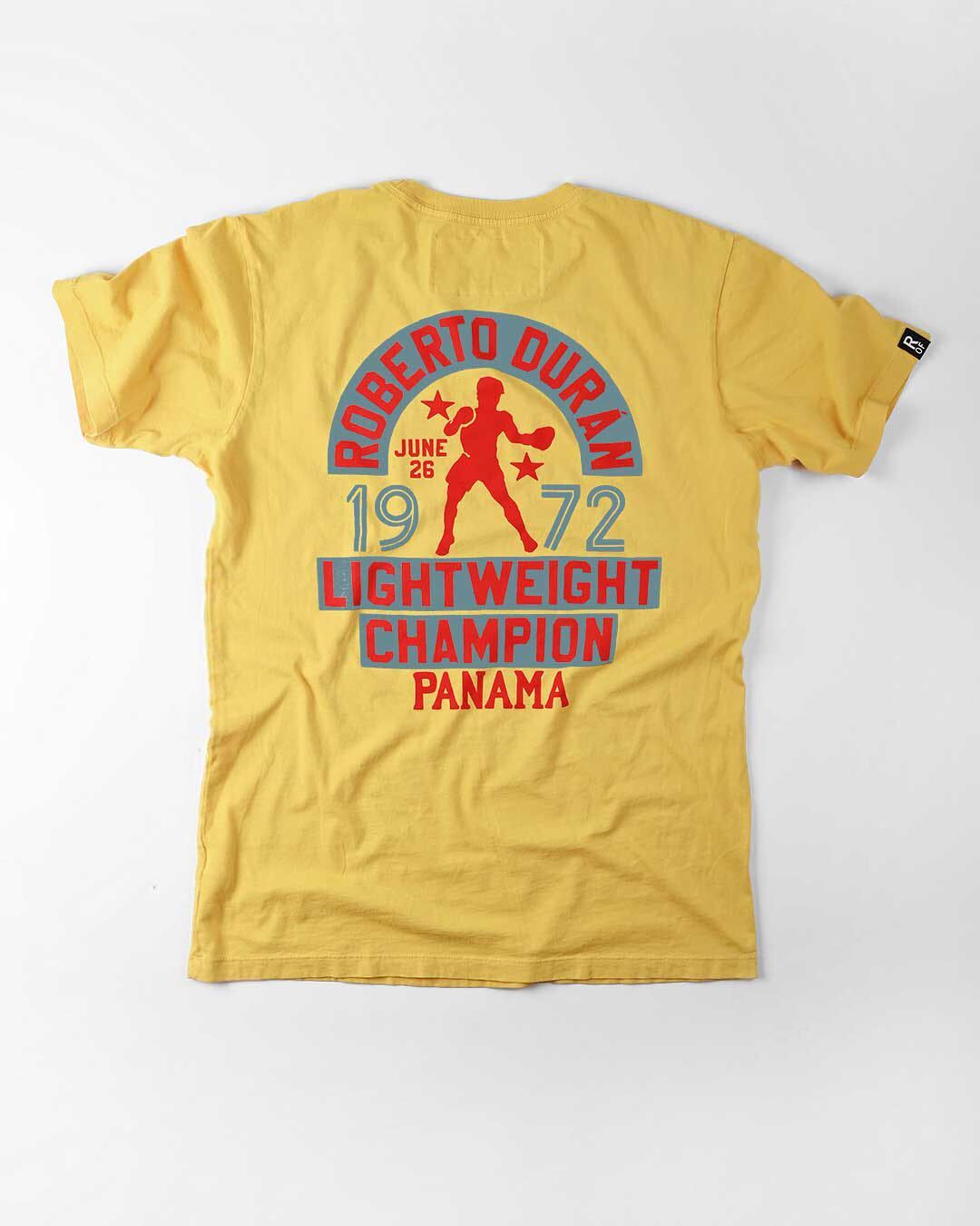 Roberto Duran 1972 Champ Yellow Tee - Roots of Fight Canada