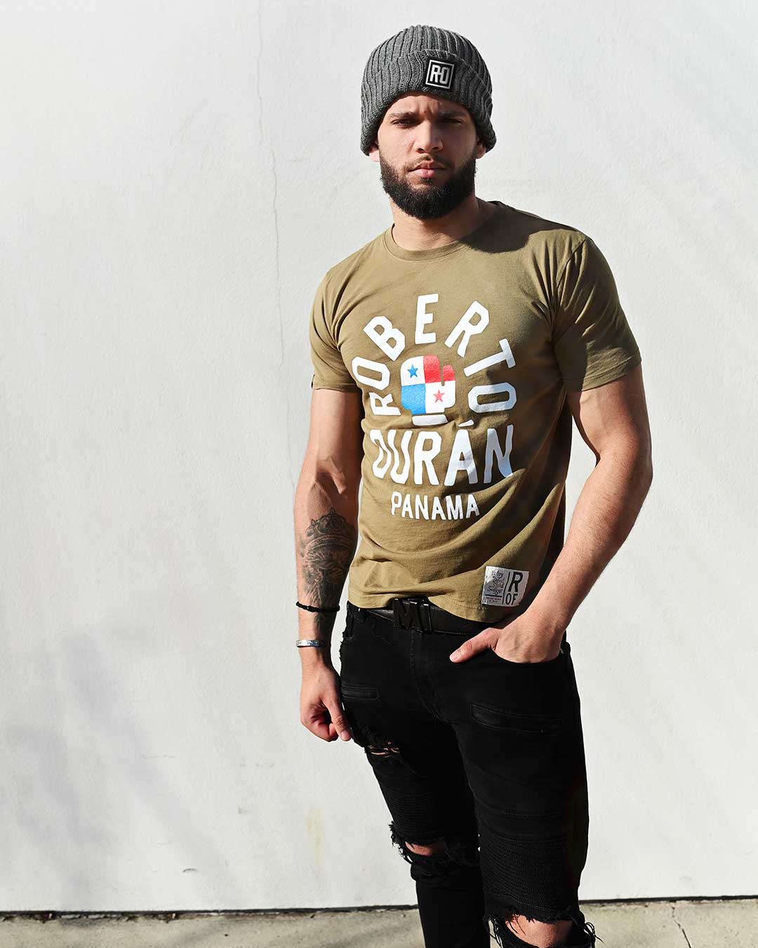Roberto Duran Panama Olive Tee - Roots of Fight Canada