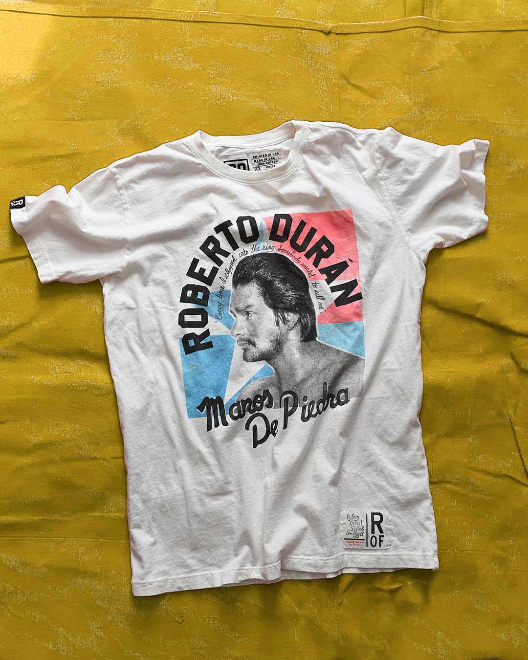 Roberto Duran Photo Vintage White Tee - Roots of Fight Canada