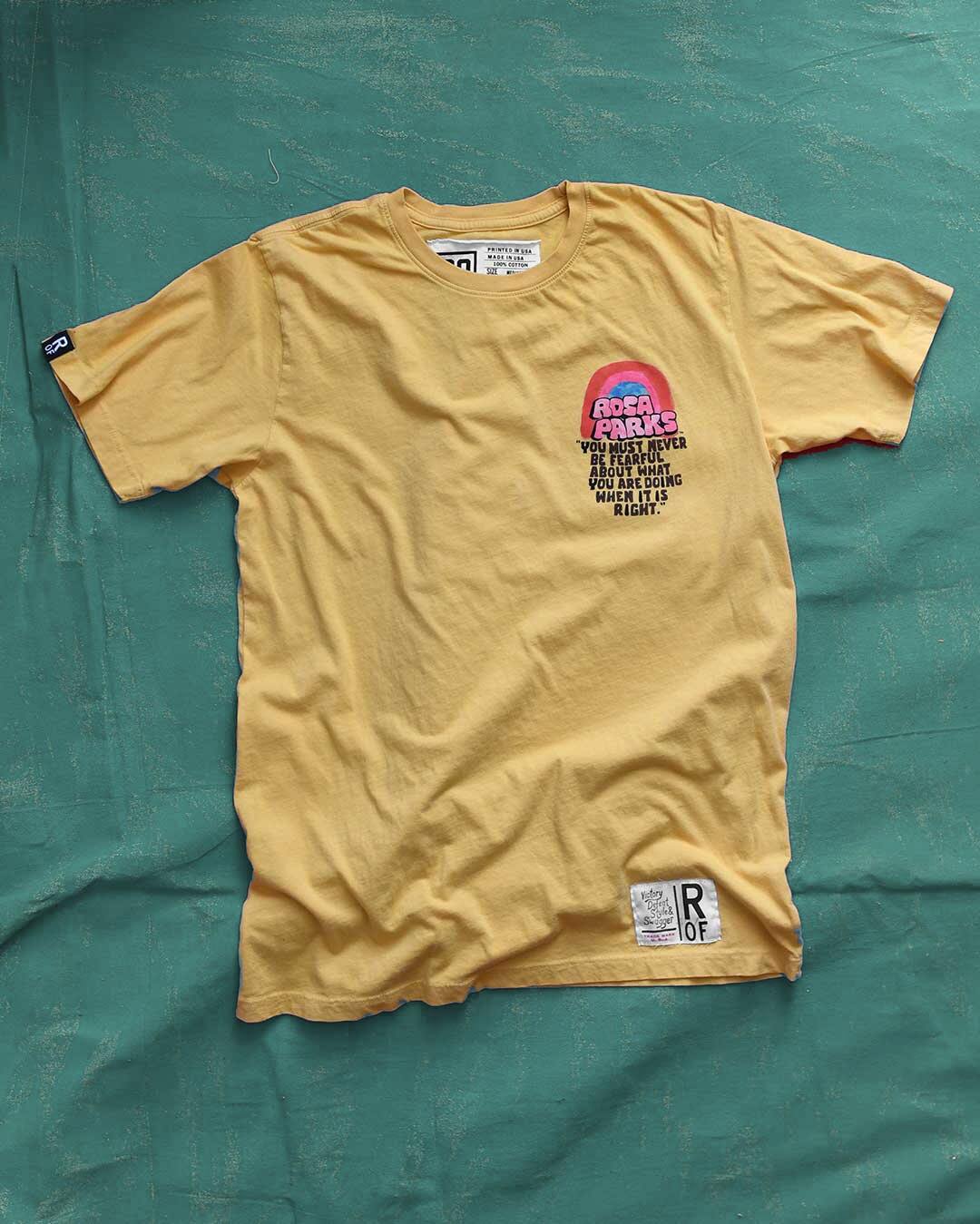 Rosa Parks 'Never Be Fearful' Yellow Tee - Roots of Fight