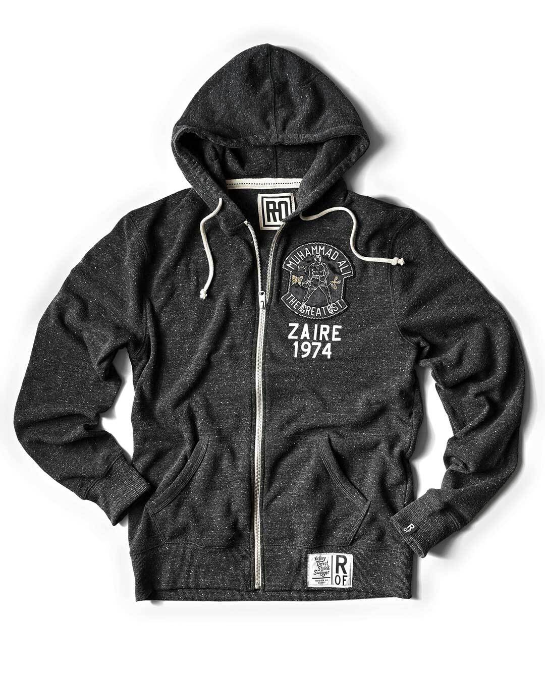 Rumble in the Jungle Anniversary Black FZ Hoody - Roots of Fight Canada