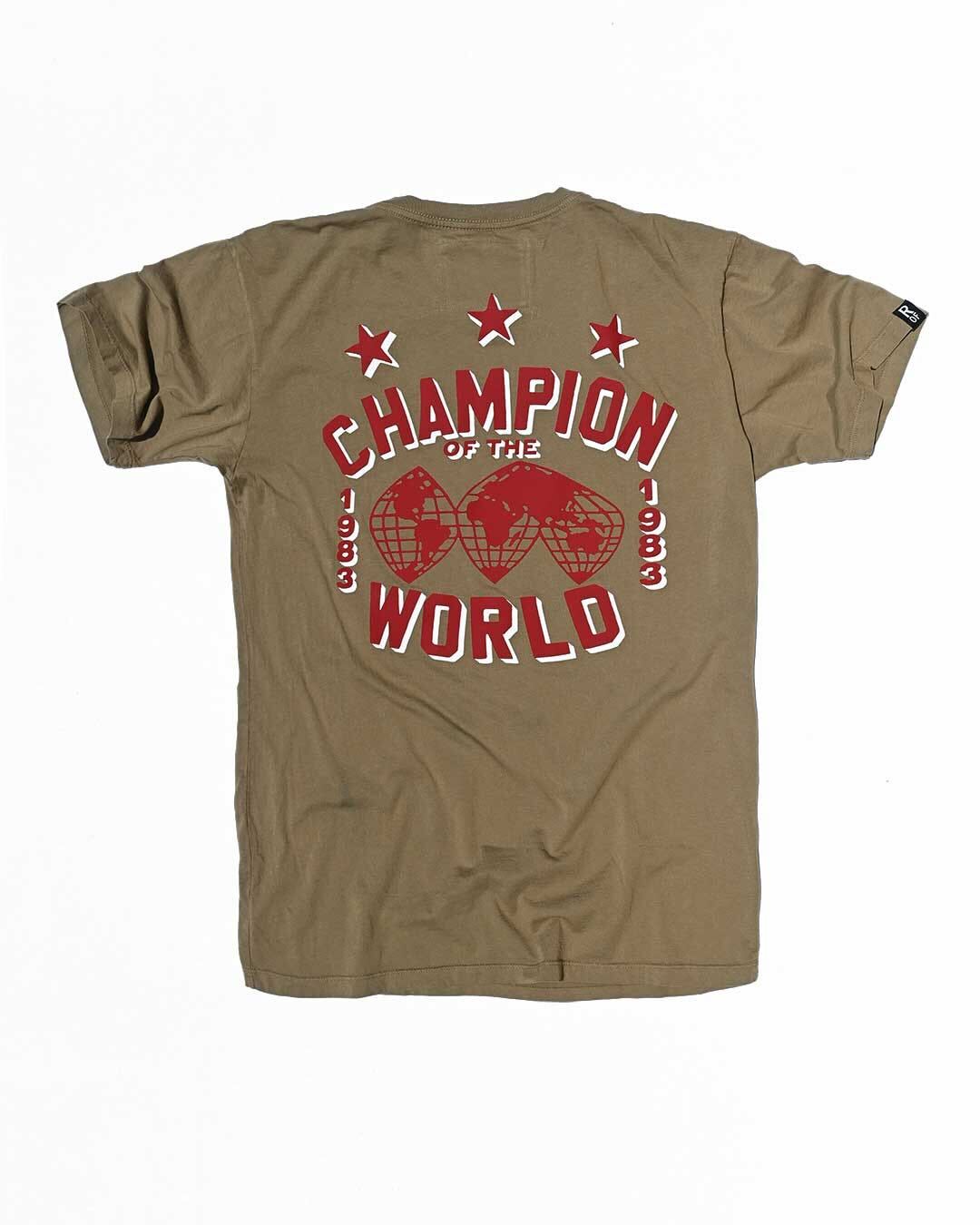 The Iron Sheik 1983 Champ Olive Tee - Roots of Fight Canada