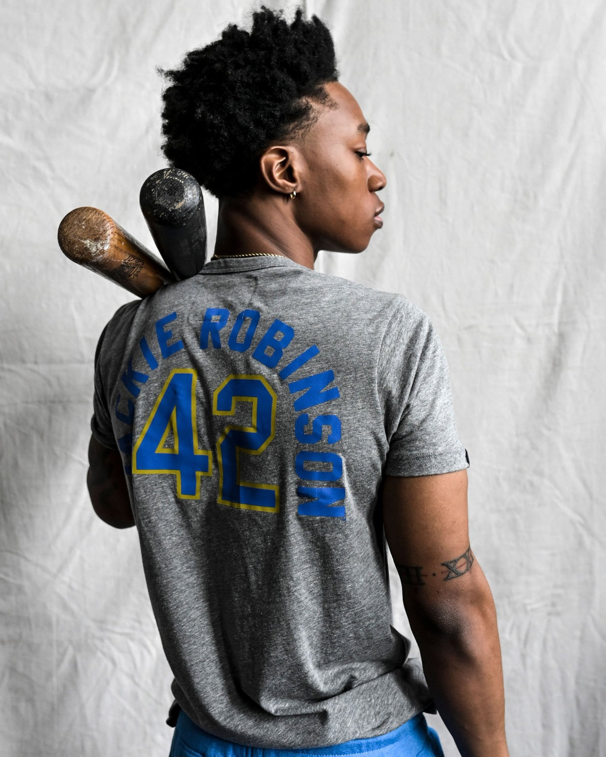 UCLA - Jackie Robinson Baseball Grey Tee - Roots of Fight Canada