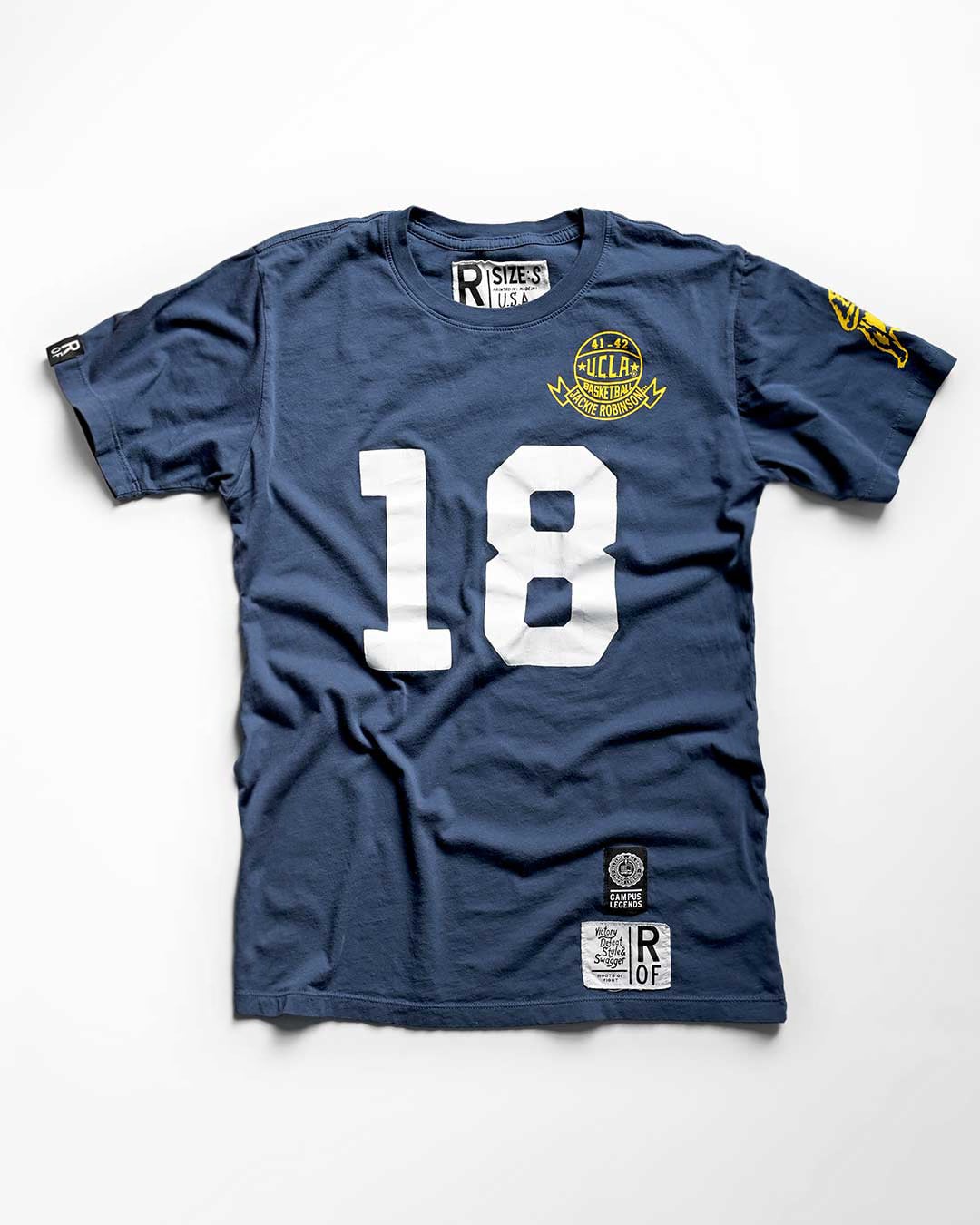 UCLA - Jackie Robinson Basketball #18 Navy Tee - Roots of Fight Canada