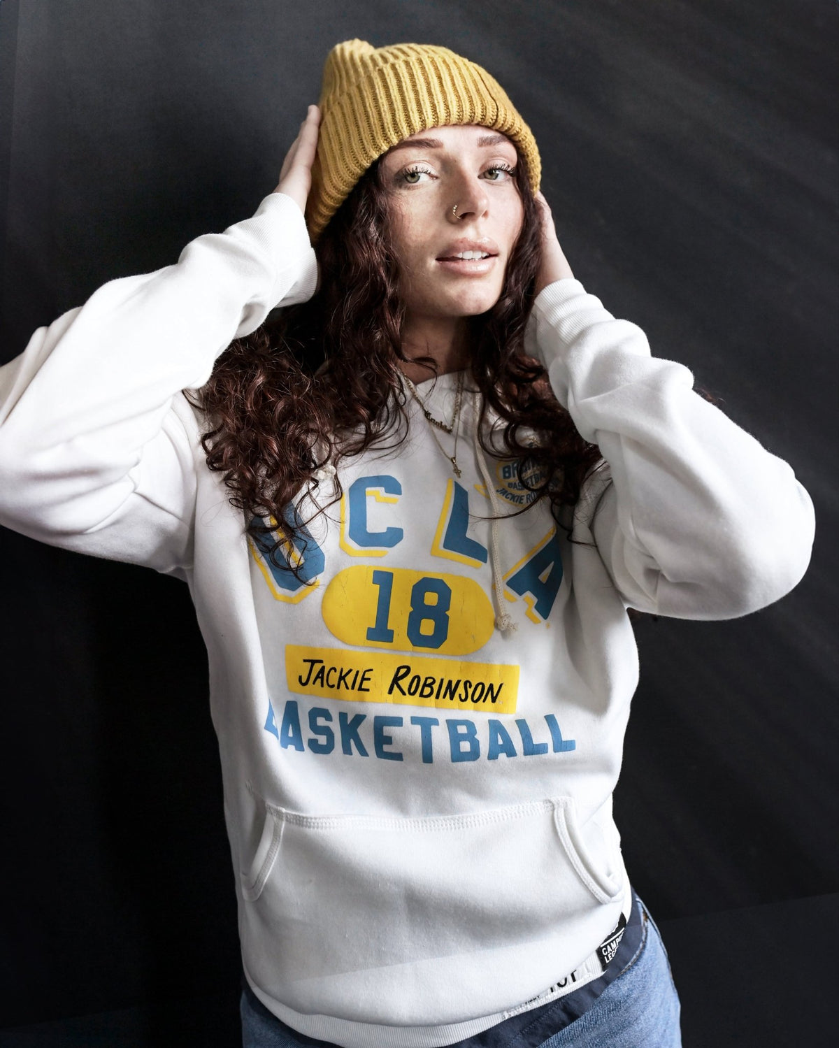 UCLA - Jackie Robinson Basketball Ivory PO Hoody - Roots of Fight Canada