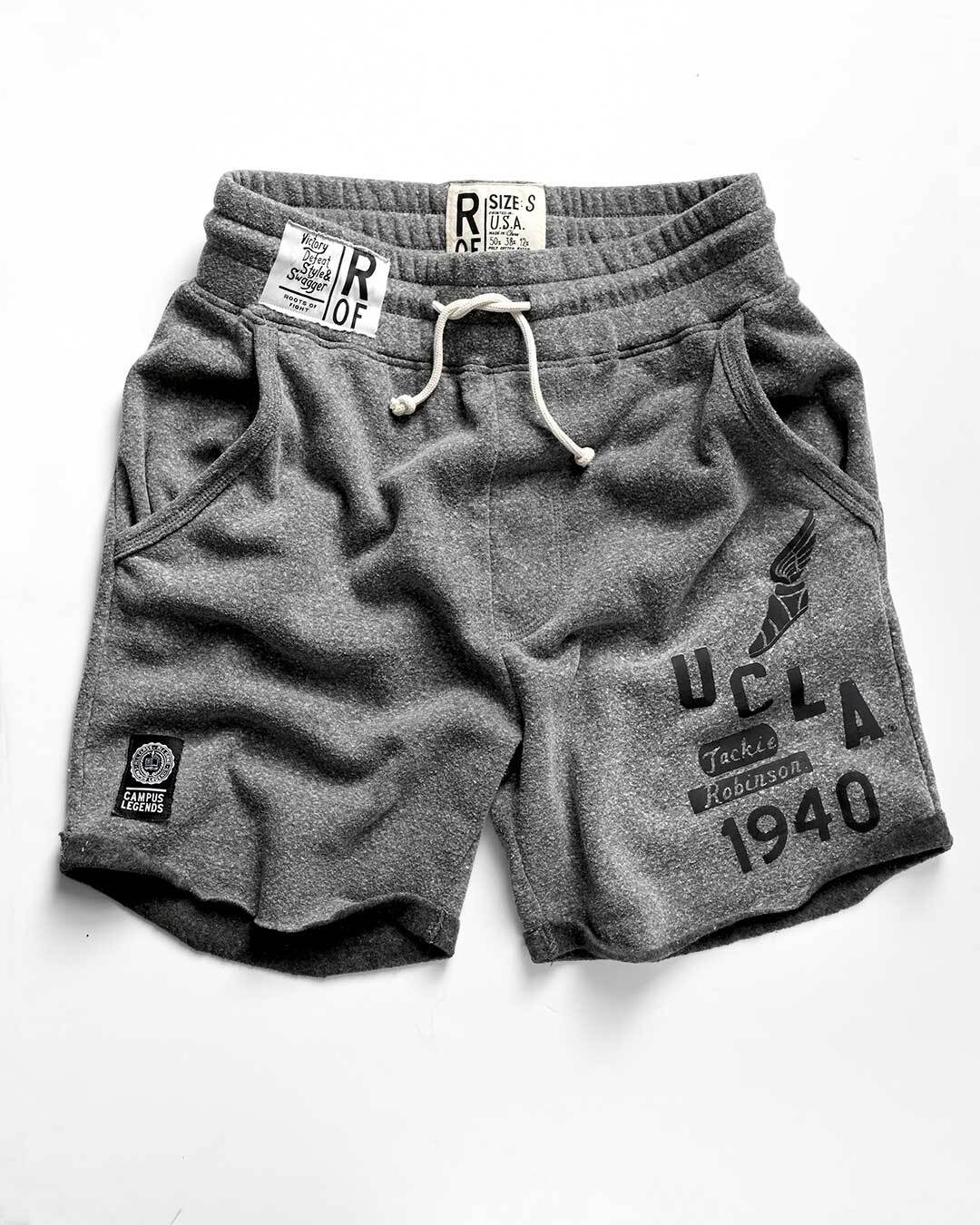 UCLA - Jackie Robinson Track Grey Shorts - Roots of Fight Canada