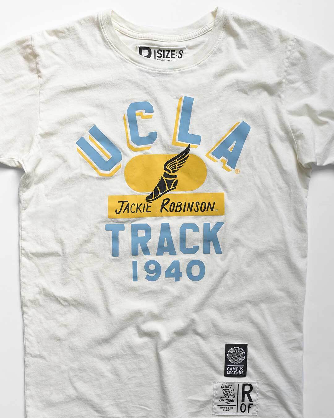 UCLA - Jackie Robinson Track White Tee - Roots of Fight Canada