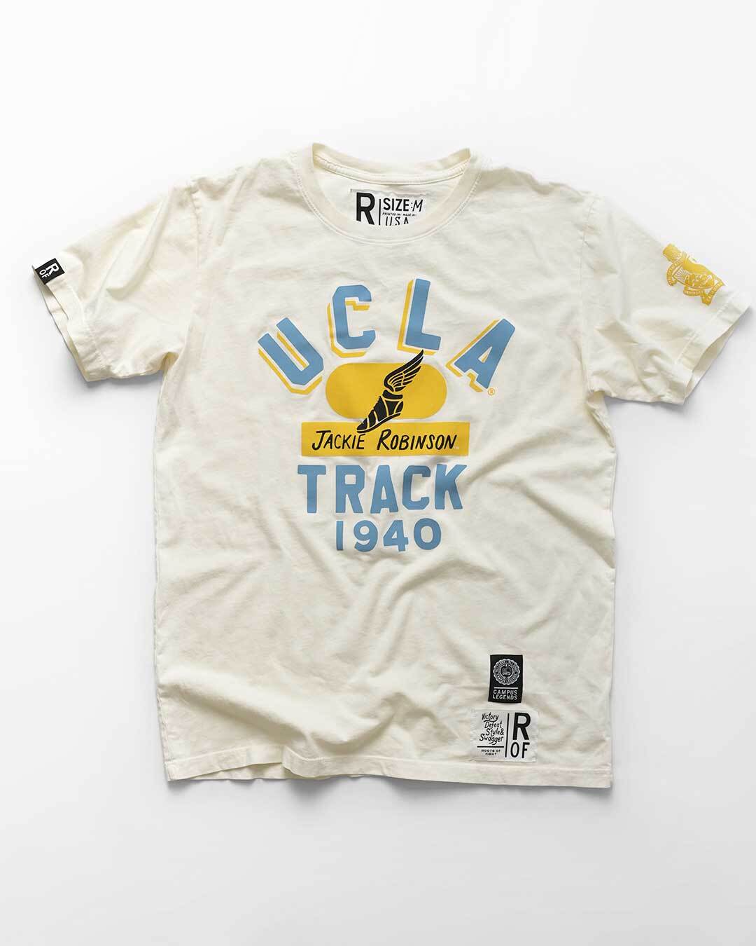 UCLA - Jackie Robinson Track White Tee - Roots of Fight Canada