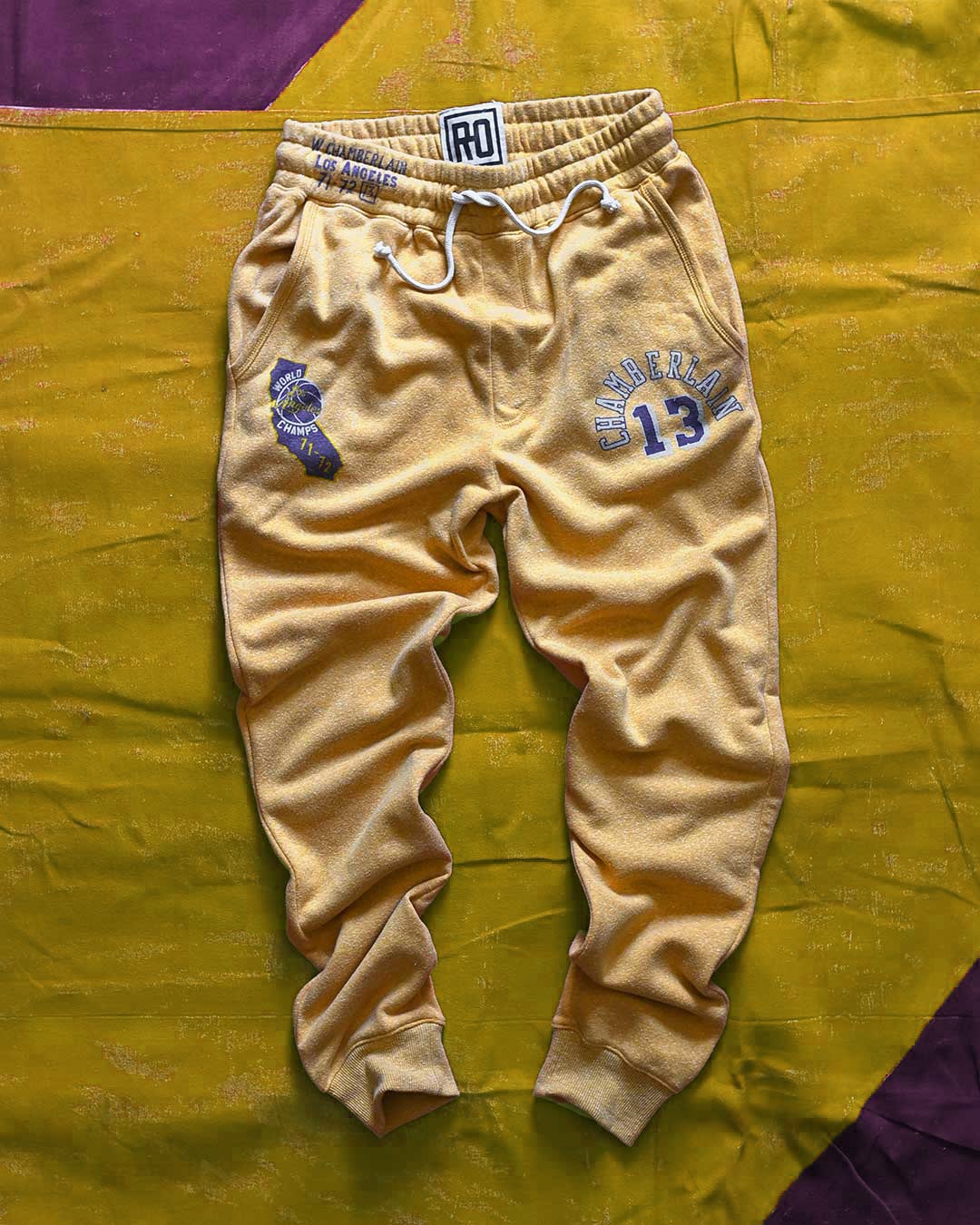 Wilt Chamberlain #13 Gold Sweatpants - Roots of Fight Canada