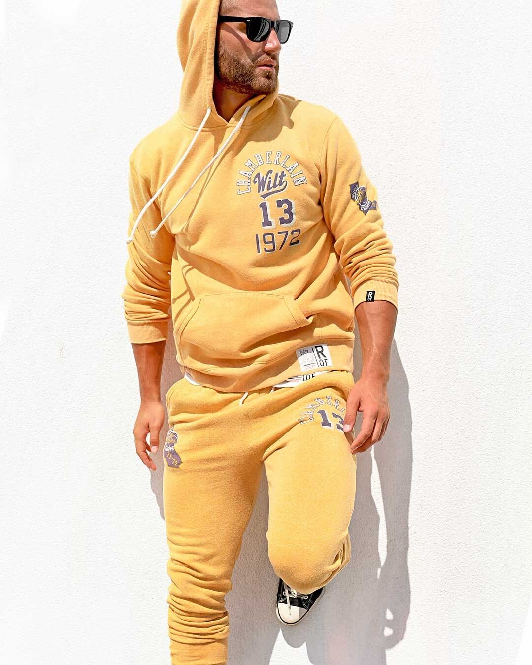 Wilt Chamberlain #13 Gold Sweatpants - Roots of Fight Canada