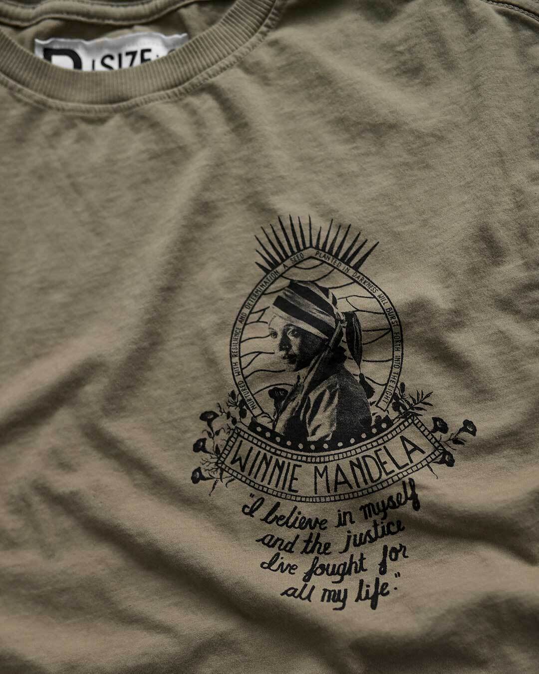 Winnie Mandela Olive Women's Tee - Roots of Fight Canada
